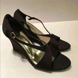 Rampage Heels Size 6.5 Blake1 Black Strappy Wedges